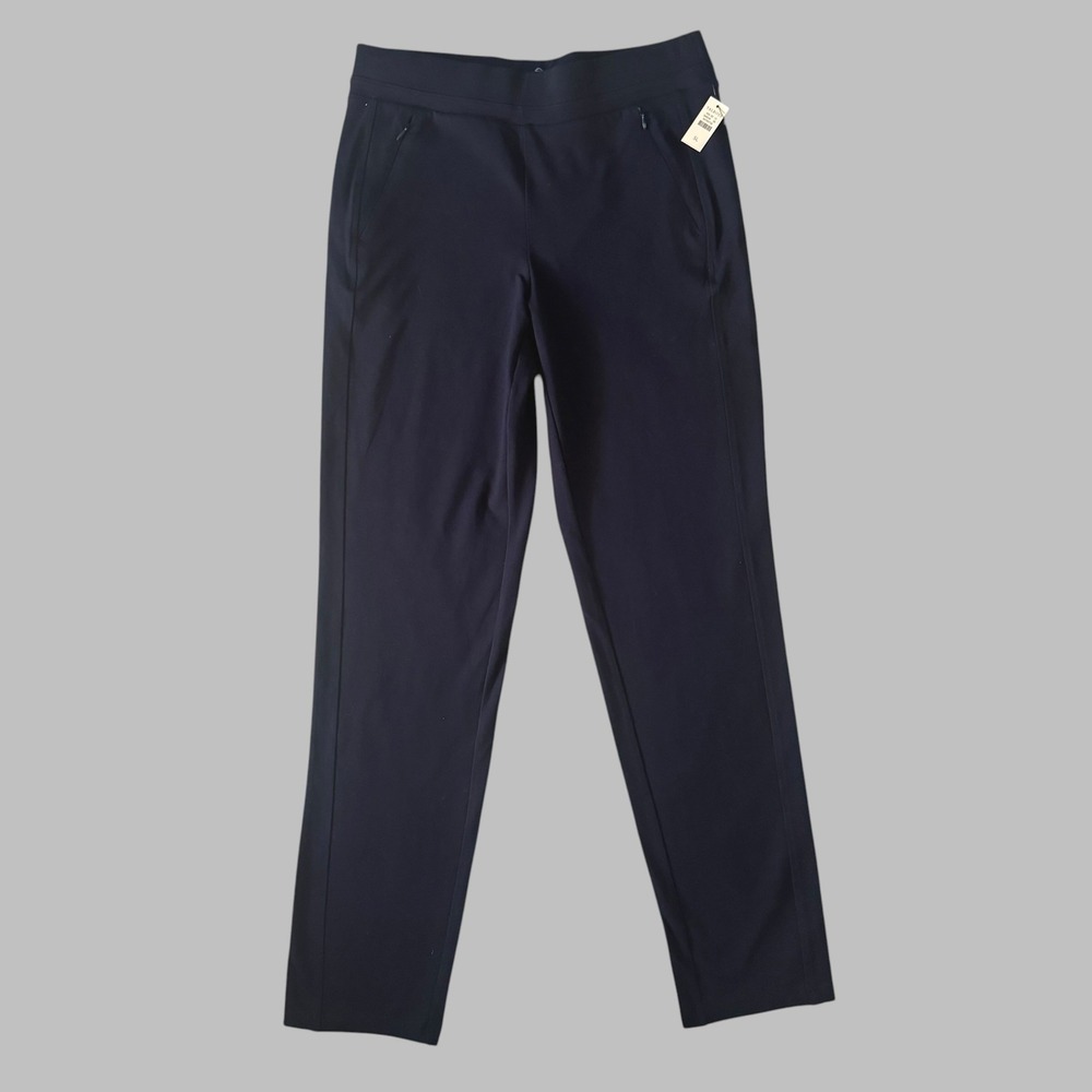 T by Talbots Navy Blue Straight Leg Pants NWT S Long Cotton Stretch Athleisure